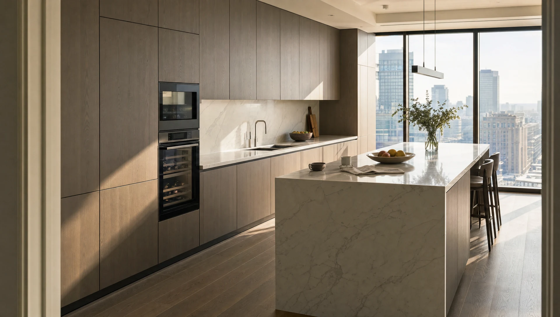 A sprayed handleless kitchen with every appliance integrated